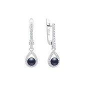 Cercei argint cu perle naturale negre si cristale cu tortita DiAmanti SK25216EL_B-G
